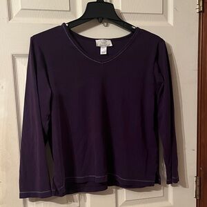 Y2K Oscar de la Renta Rich Purple Long Sleeve Tee